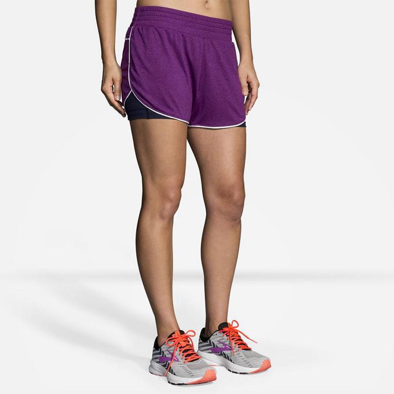 Brooks Rep 3 2-In-1 - Womens Running Shorts - Purple (73964PTHQ)